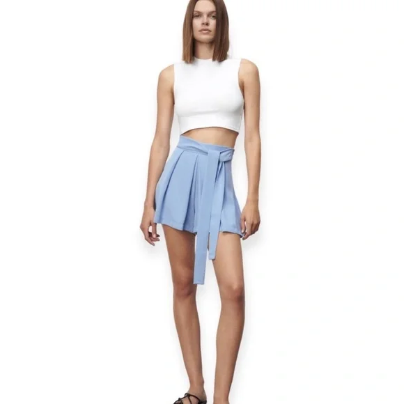 NWOT Zara Dusty Blue High Waisted Shorts Size Large - Picture 9 of 10